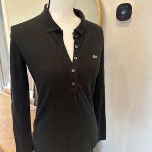 Lacoste Womens Long Sleeve Slim Fit Stretch Mini Piqué Polo Shirt